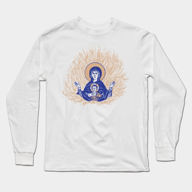 The Unburnt Bush | The Burning Bush | Divine Vision | Blue Gold Long Sleeve T-Shirt by EkromDesigns